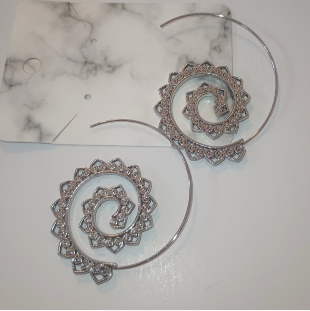 Spiral Hoop Earrings in Silver and Gold - Picture 14 of 16